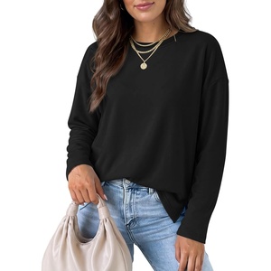 image:imageANRABESS Women Extra Soft Long Sleeve Shirts Oversized Thermal Fleece TopsBlack