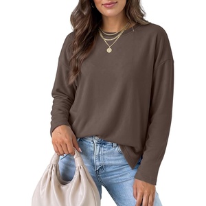 image:imageANRABESS Women Extra Soft Long Sleeve Shirts Oversized Thermal Fleece TopsBrown