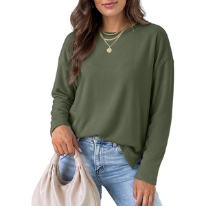 image:imageANRABESS Women Extra Soft Long Sleeve Shirts Oversized Thermal Fleece TopsGreen