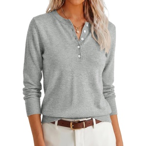 image:imageANRABESS Women Henley Long Sleeve Lightweight Fall SweatersGrey