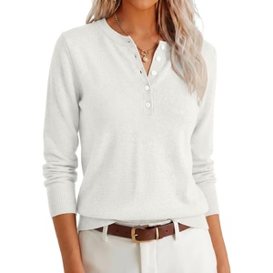 image:imageANRABESS Women Henley Long Sleeve Lightweight Fall SweatersWhite