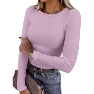 image:imageANRABESS Women Long Sleeve Shirts Ribbed Fitted TopsLight Purple