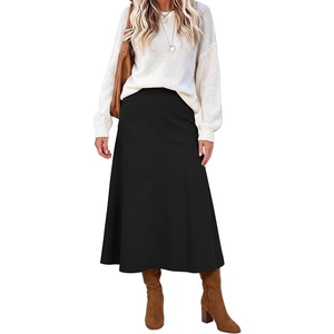 image:imageANRABESS Womens A Line High Waist Fall Midi SkirtBlack
