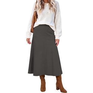image:imageANRABESS Womens A Line High Waist Fall Midi SkirtDeep Grey