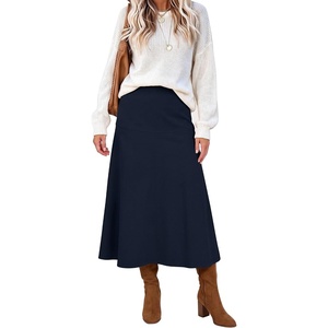 image:imageANRABESS Womens A Line High Waist Fall Midi SkirtNavy Blue