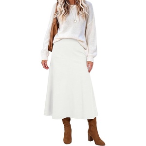 image:imageANRABESS Womens A Line High Waist Fall Midi SkirtWhite