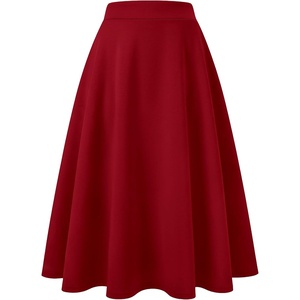 image:imageANRABESS Womens ALine Elastic High Waist Midi SkirtsRed