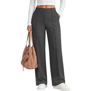image:imageANRABESS Womens Business Casual Straight Leg Fleece Dress PantsDeep Grey