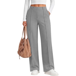 image:imageANRABESS Womens Business Casual Straight Leg Fleece Dress PantsGrey