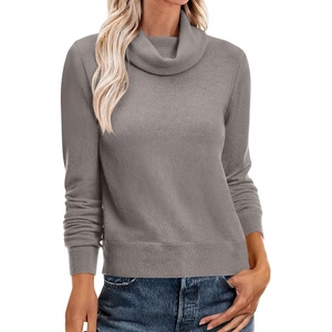 image:imageANRABESS Womens Cowl Neck Long Sleeve Fall Light SweaterGrey Khaki