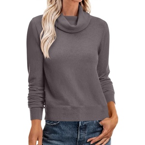 image:imageANRABESS Womens Cowl Neck Long Sleeve Fall Light SweaterNutmeg