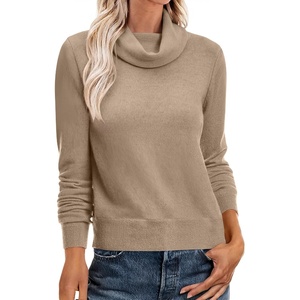 image:imageANRABESS Womens Cowl Neck Long Sleeve Fall Light SweaterTan