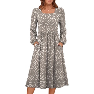image:imageANRABESS Womens Fall Long Sleeve ALine Midi DressFloral Small Spots