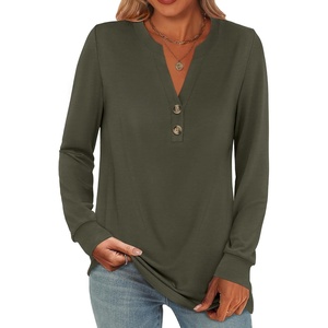 image:imageANRABESS Womens Fall Shirts Long Sleeve Henley Top Dressy Casual BlouseArmy Green