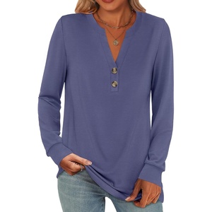 image:imageANRABESS Womens Fall Shirts Long Sleeve Henley Top Dressy Casual BlouseBlue Gray