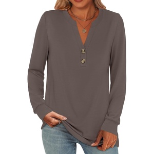 image:imageANRABESS Womens Fall Shirts Long Sleeve Henley Top Dressy Casual BlouseBrown