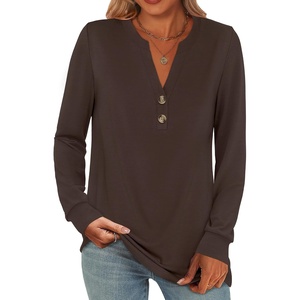 image:imageANRABESS Womens Fall Shirts Long Sleeve Henley Top Dressy Casual BlouseCoffee