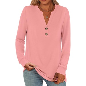 image:imageANRABESS Womens Fall Shirts Long Sleeve Henley Top Dressy Casual BlouseCoral Pink