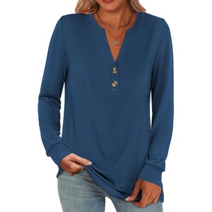 image:imageANRABESS Womens Fall Shirts Long Sleeve Henley Top Dressy Casual BlouseDark Blue