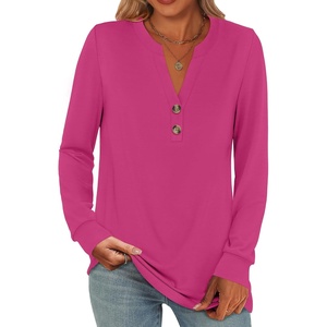 image:imageANRABESS Womens Fall Shirts Long Sleeve Henley Top Dressy Casual BlouseHot Pink