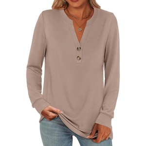 image:imageANRABESS Womens Fall Shirts Long Sleeve Henley Top Dressy Casual BlouseLight Brown
