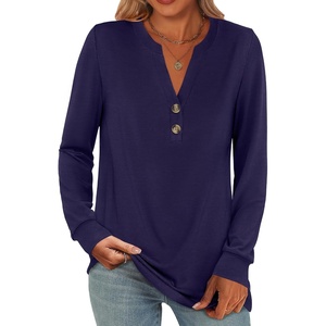 image:imageANRABESS Womens Fall Shirts Long Sleeve Henley Top Dressy Casual BlouseNavy Blue
