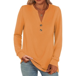 image:imageANRABESS Womens Fall Shirts Long Sleeve Henley Top Dressy Casual BlouseOrange