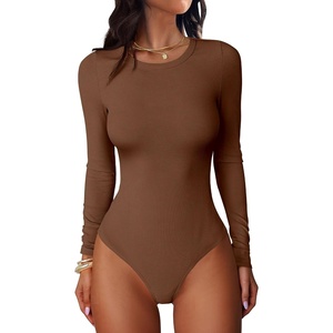 image:imageANRABESS Womens Long Sleeve Bodysuits TopBrown