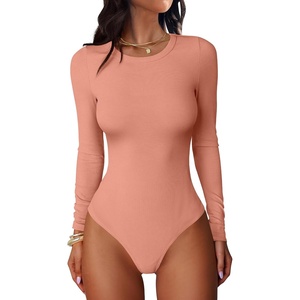 image:imageANRABESS Womens Long Sleeve Bodysuits TopCoral