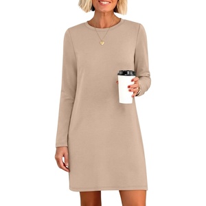 image:imageANRABESS Womens Long Sleeve Fall Casual T Shirt Mini DressAlmond