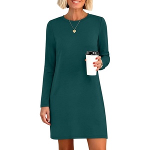 image:imageANRABESS Womens Long Sleeve Fall Casual T Shirt Mini DressLake Green