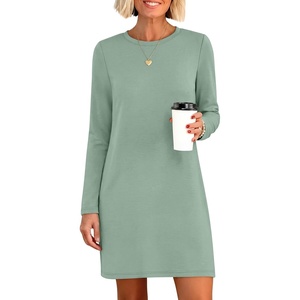 image:imageANRABESS Womens Long Sleeve Fall Casual T Shirt Mini DressLight Green