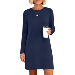 image:imageANRABESS Womens Long Sleeve Fall Casual T Shirt Mini DressNavy Blue
