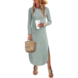 image:imageANRABESS Womens Long Sleeve Maxi Fall Knit Sweater DressLight Green