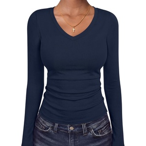 image:imageANRABESS Womens Long Sleeve Shirts Thermal V Neck TopsNavy Blue
