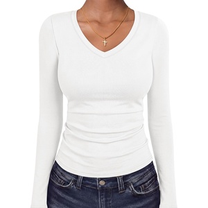 image:imageANRABESS Womens Long Sleeve Shirts Thermal V Neck TopsWhite