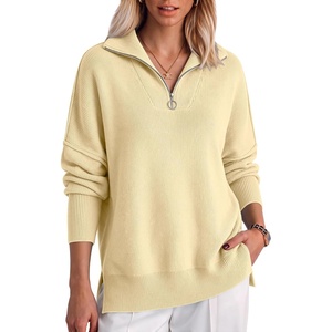 image:imageANRABESS Womens Oversized Quarter Zip Pullover SweatersApricot