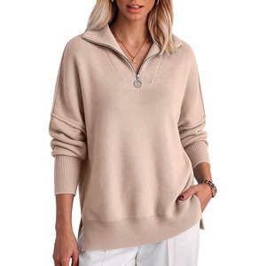 image:imageANRABESS Womens Oversized Quarter Zip Pullover SweatersPink