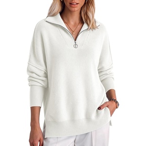 image:imageANRABESS Womens Oversized Quarter Zip Pullover SweatersWhite
