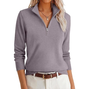 image:imageANRABESS Womens Quarter Zip Fall Lightweight SweatersNutmeg