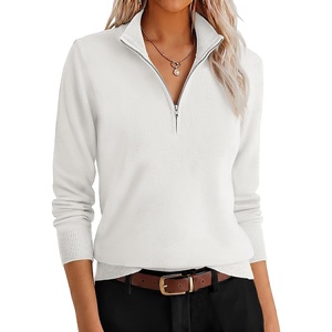image:imageANRABESS Womens Quarter Zip Fall Lightweight SweatersWhite