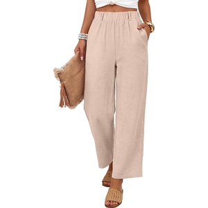 image:imageANRABESS Womens Summer Wide Leg Lightweight Flowy PantsApricot