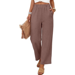 image:imageANRABESS Womens Summer Wide Leg Lightweight Flowy PantsBrown