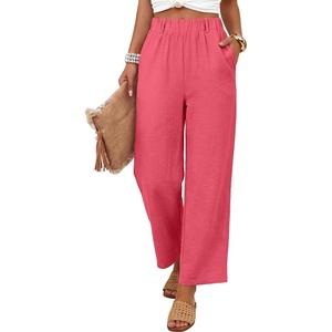 image:imageANRABESS Womens Summer Wide Leg Lightweight Flowy PantsCoral