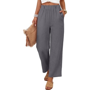 image:imageANRABESS Womens Summer Wide Leg Lightweight Flowy PantsDark Gray