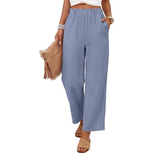 image:imageANRABESS Womens Summer Wide Leg Lightweight Flowy PantsGrey Blue