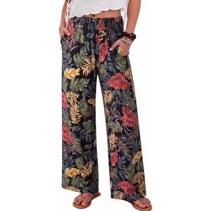image:imageANRABESS Womens Wide Leg Palazzo Pants with PocketsFloral Black