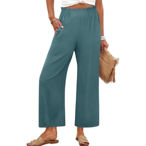 image:imageANRABESS Womens Wide Leg Pants Cropped Work Palazzo TrousersLake