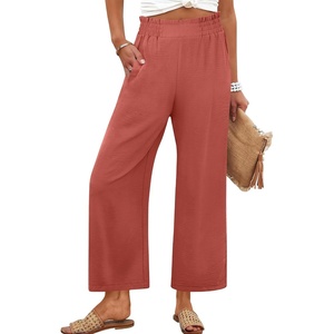 image:imageANRABESS Womens Wide Leg Pants Cropped Work Palazzo TrousersOrange Red