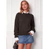 image:imageANRABESS Oversized Sweaters for Women Fall Wool Blend PulloverDark Brown